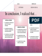 In Conclusion, I Realized That : Jan Joseph P. Arcena Synthesis GED0109 (SEC 60) Speech Communication