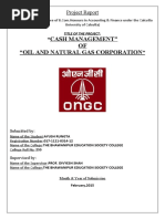 Cash Management" OF "Oil and Natural Gas Corporation: Project Report