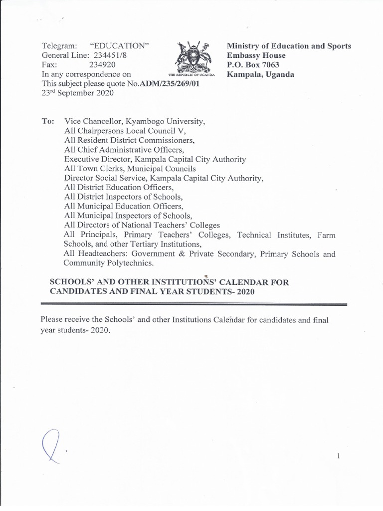 UGANDA Guidelines For Reopening Schs2020 PDF Learning Behavior