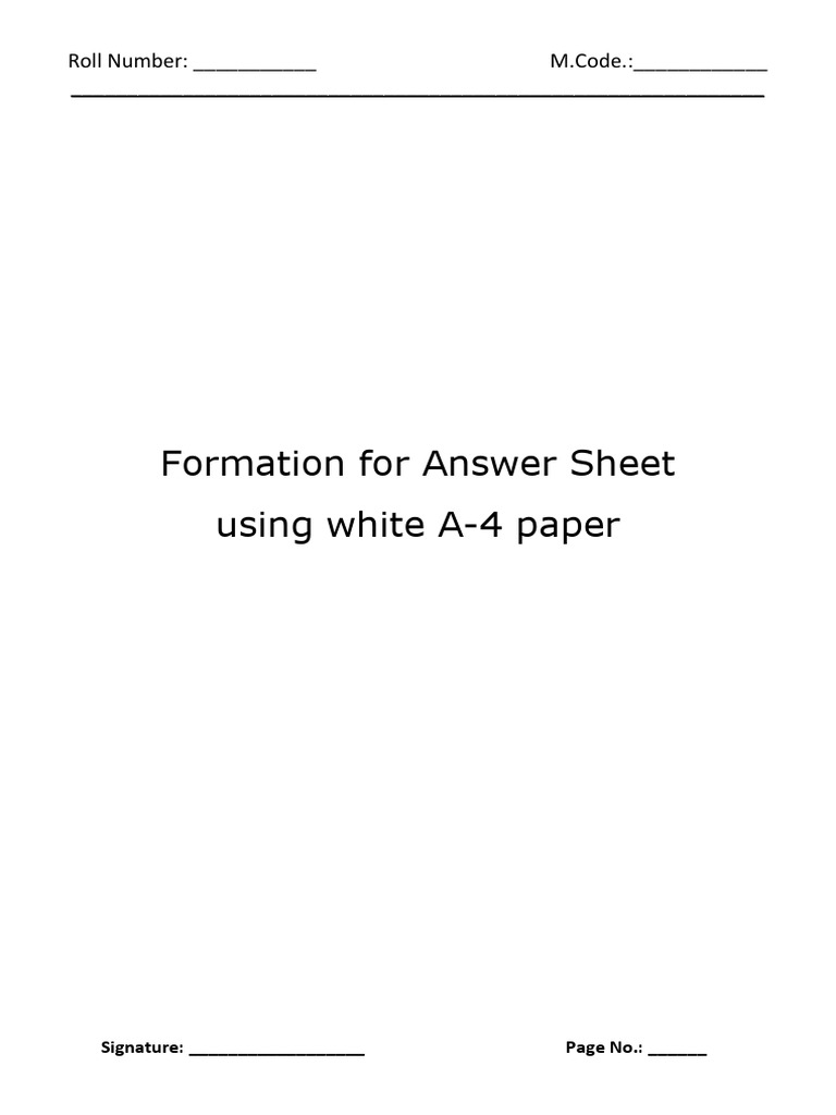 A4 Exam Answer Sheet Format | PDF