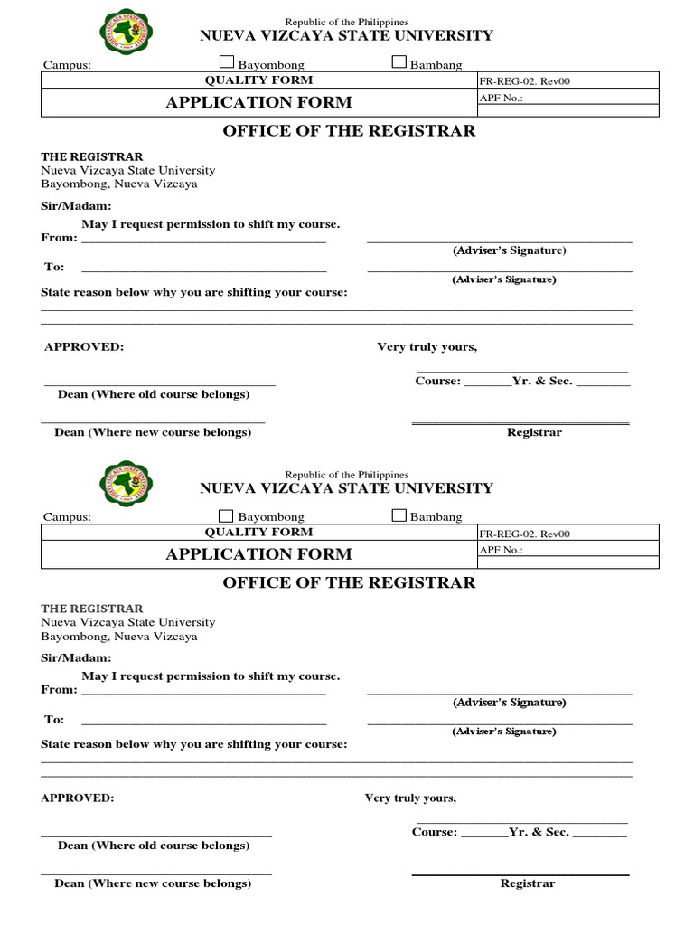Course Shift Request Form Template | PDF