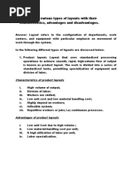 Q. Discuss The Various Types of Layouts With Their Characteristics, Advantages and Disadvantages