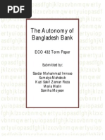 Download The Autonomy of Bangladesh Bank - ECO 432 Term Paper by Tahsin Shoaib SN47732479 doc pdf
