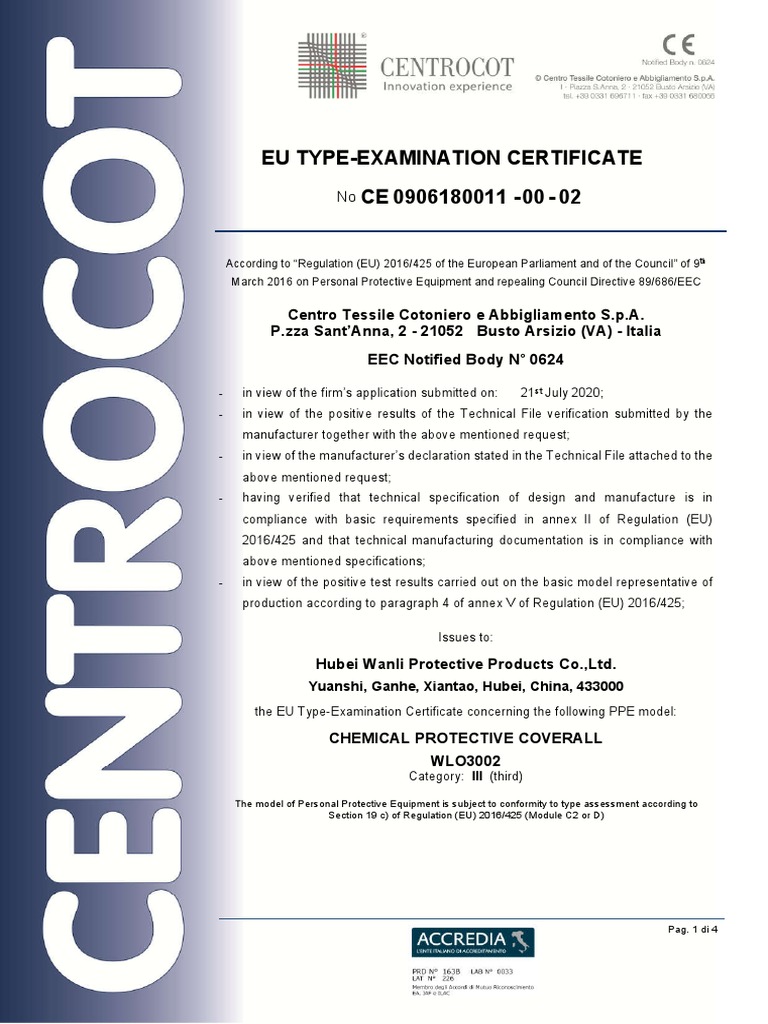Eu Type-Examination Certificate CE 0906180011 - 00 - 02 | PDF ...