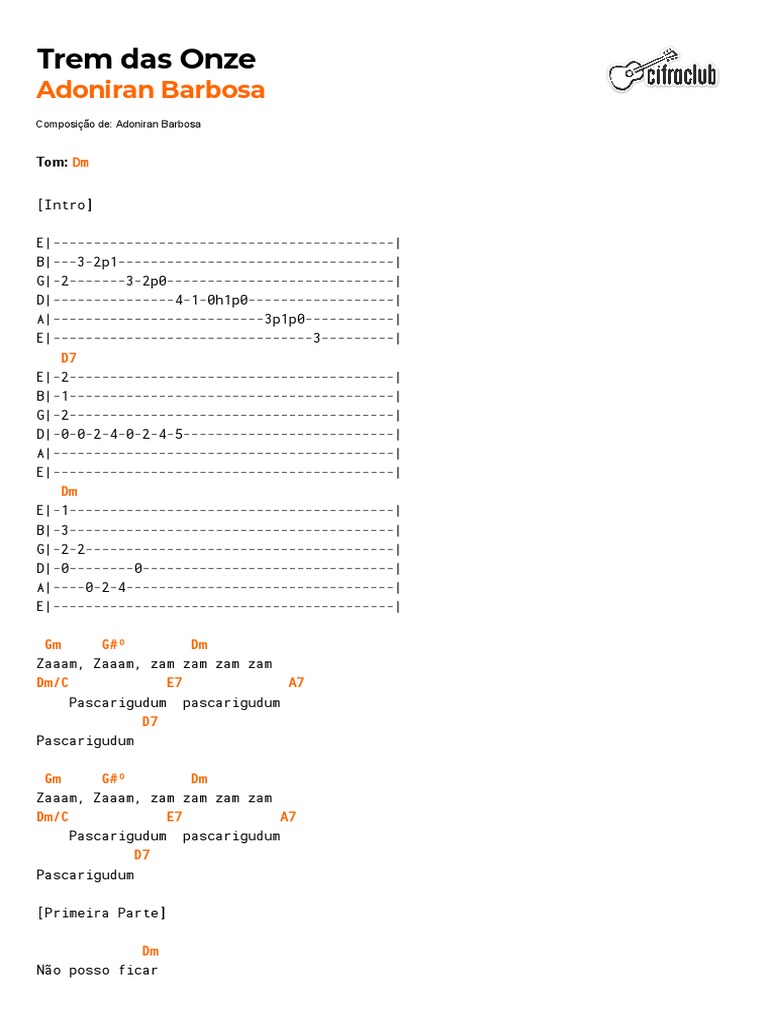 Cifra Club Adoniran Barbosa Trem Das Onze PDF PDF