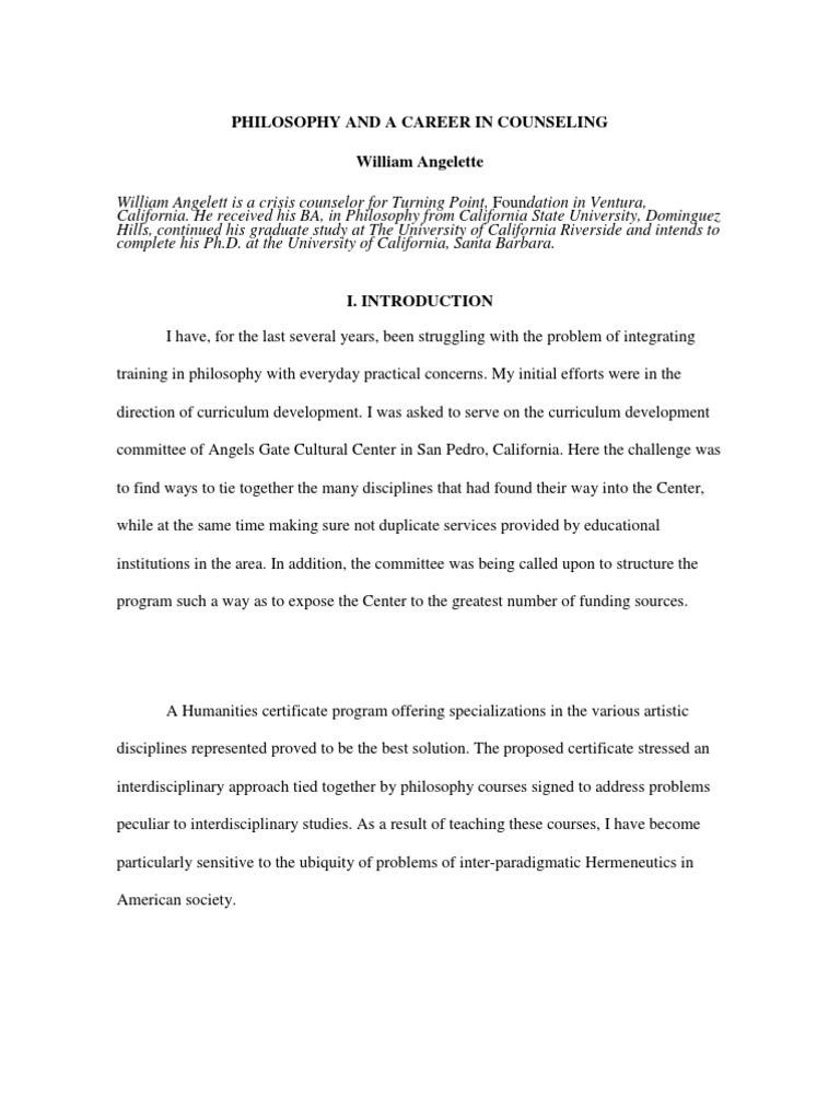 Philosoph and Counseling PDF Psychotherapy Justification