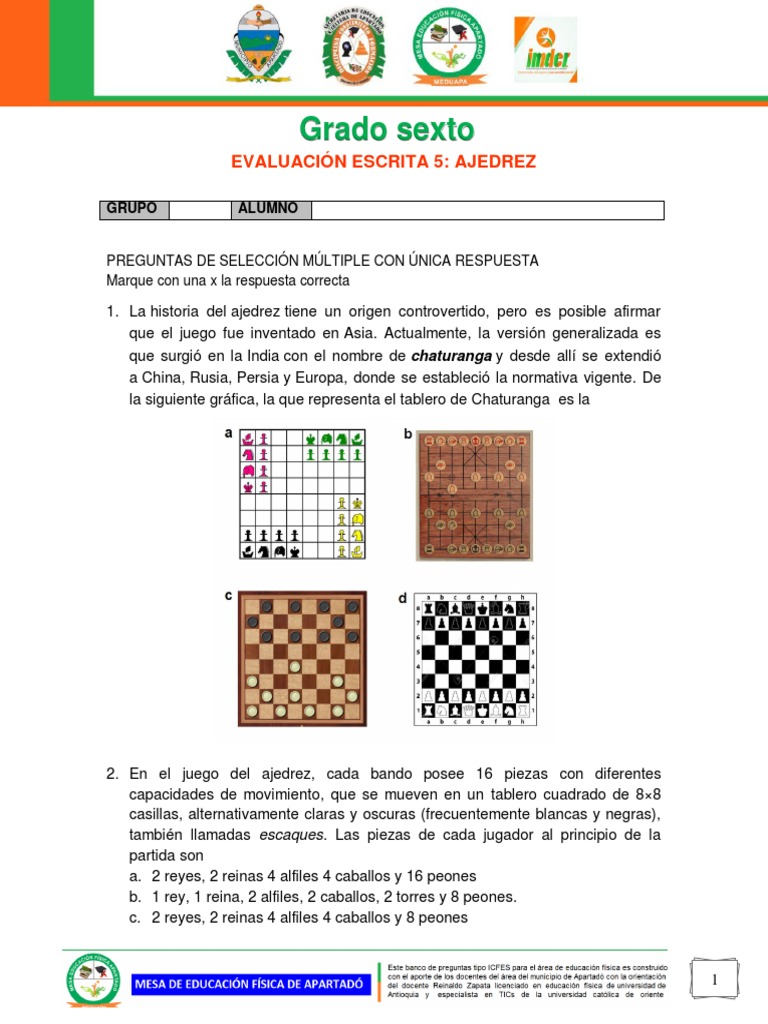 Formato y Evaluación Ajedrez | PDF | Ajedrez | Juegos de habilidad mental