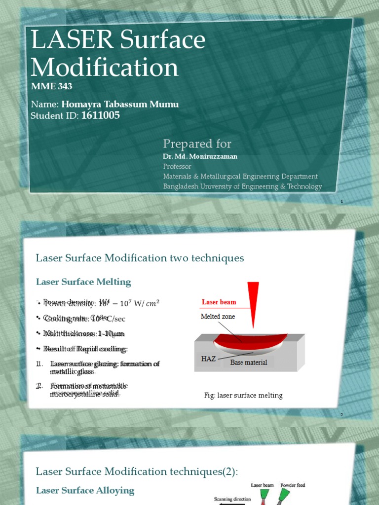 Laser Surface Modification | PDF | Laser | Mirror
