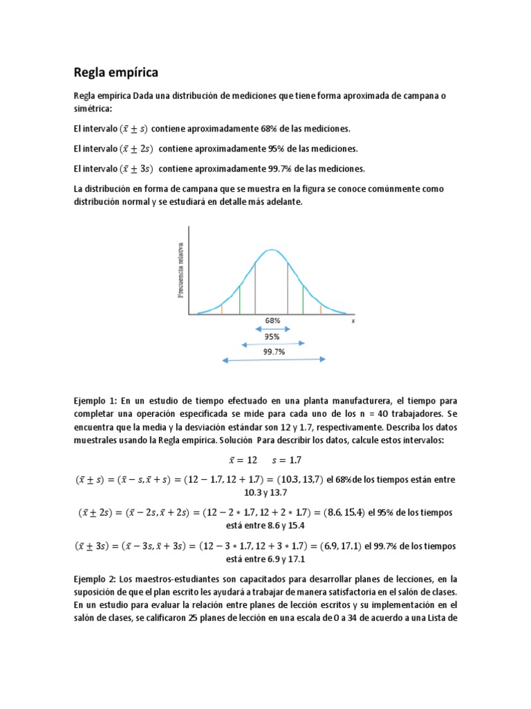 Regla Emprica en Distribuciones Normales | PDF | Cuantil | Desviacin ...
