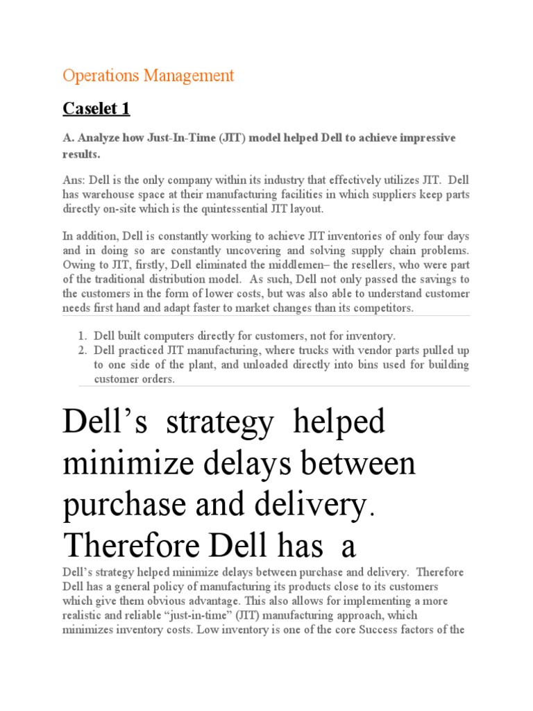 Dell's JIT Strategy in Operations Management | PDF | Dell | Operations ...