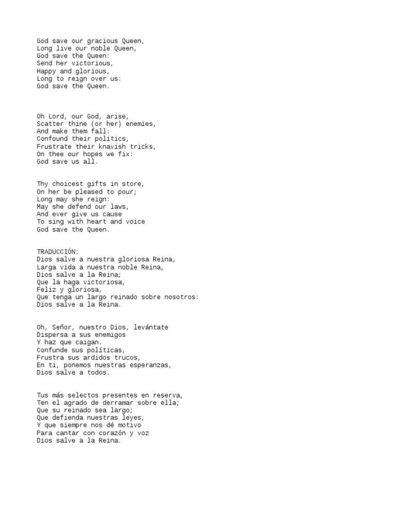 Letra del Himno de Inglaterra | PDF | Cocina, comidas y vino | Derecho