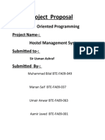 Project Proposal: Object Oriented Programming Project Name-: Hostel Management System Submitted To