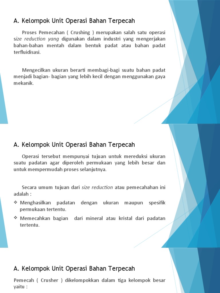 Unit Operasi Pemecahan Bahan Padat | PDF | Griya & Taman | Sains ...