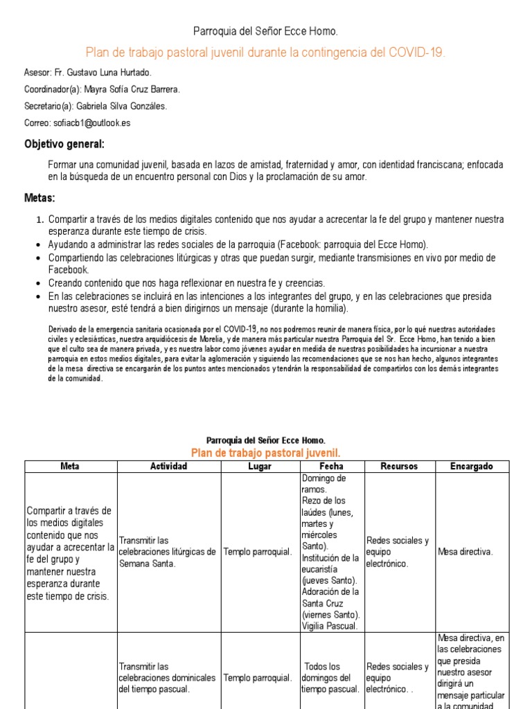Plan Pastoral Juvenil en COVID-19 | PDF | Adoración Cristiana Y ...