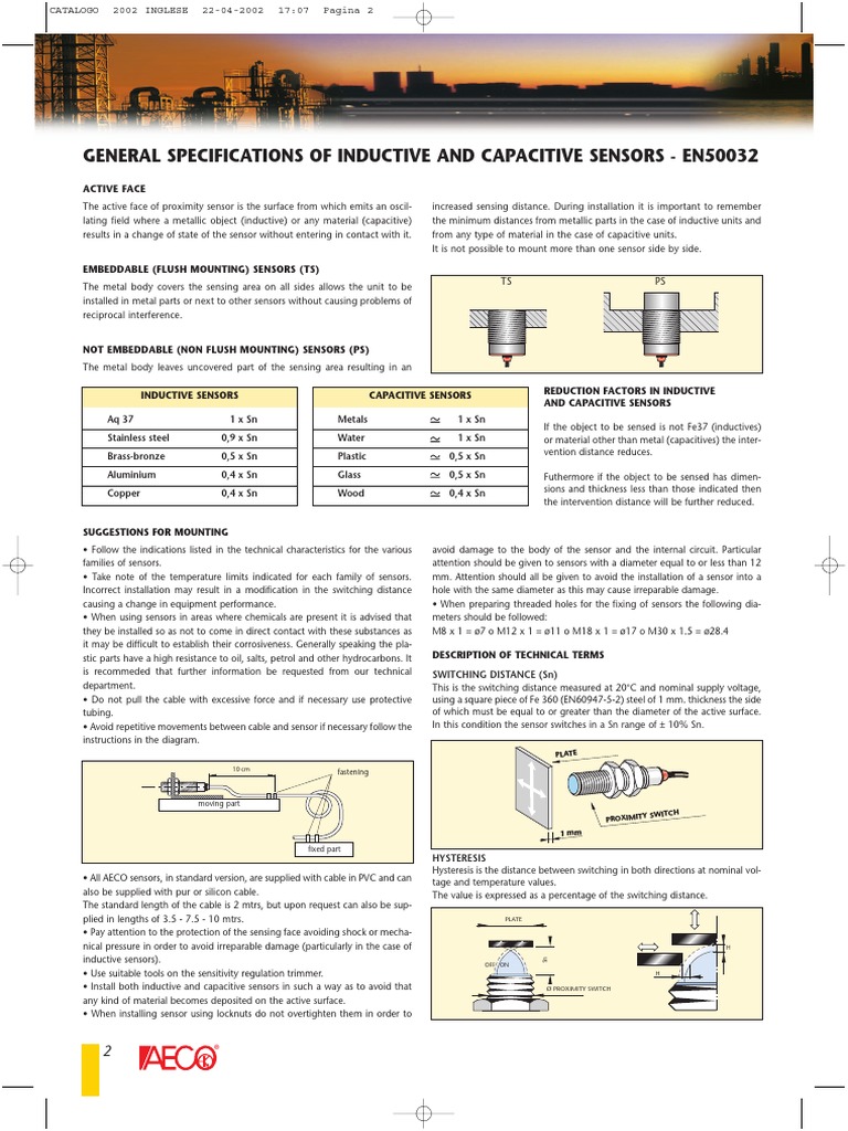 General Specifications of Inductive and Capacitive Sensors - En50032 ...