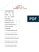 Class - I Subject - Ev.S Worksheet - I (L - 2 & 4)