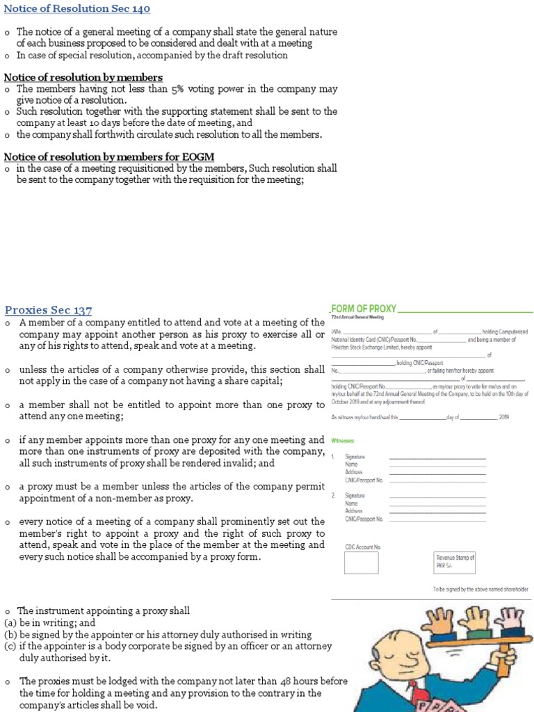 Company Meeting Resolutions and Proxies | PDF | Proxy Voting | Quorum
