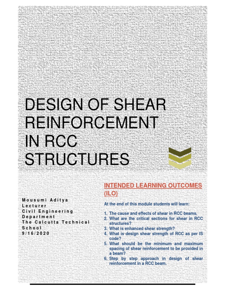 Shear Reinforcement Design in RCC Beams | PDF | Bending | Beam (Structure)