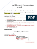 Contrôle Qualité Industrie Pharmaceutique Cours 4