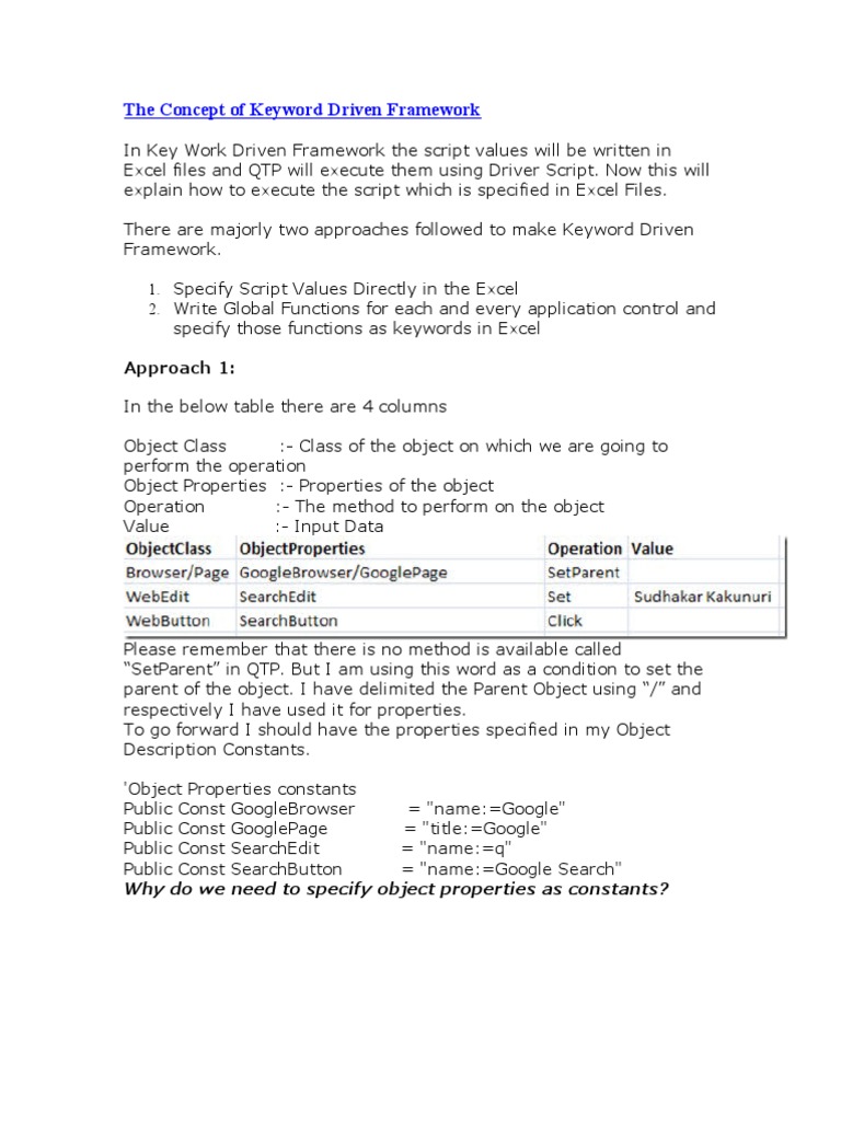 The Concept of Keyword Driven Framework | PDF | Object (Computer ...