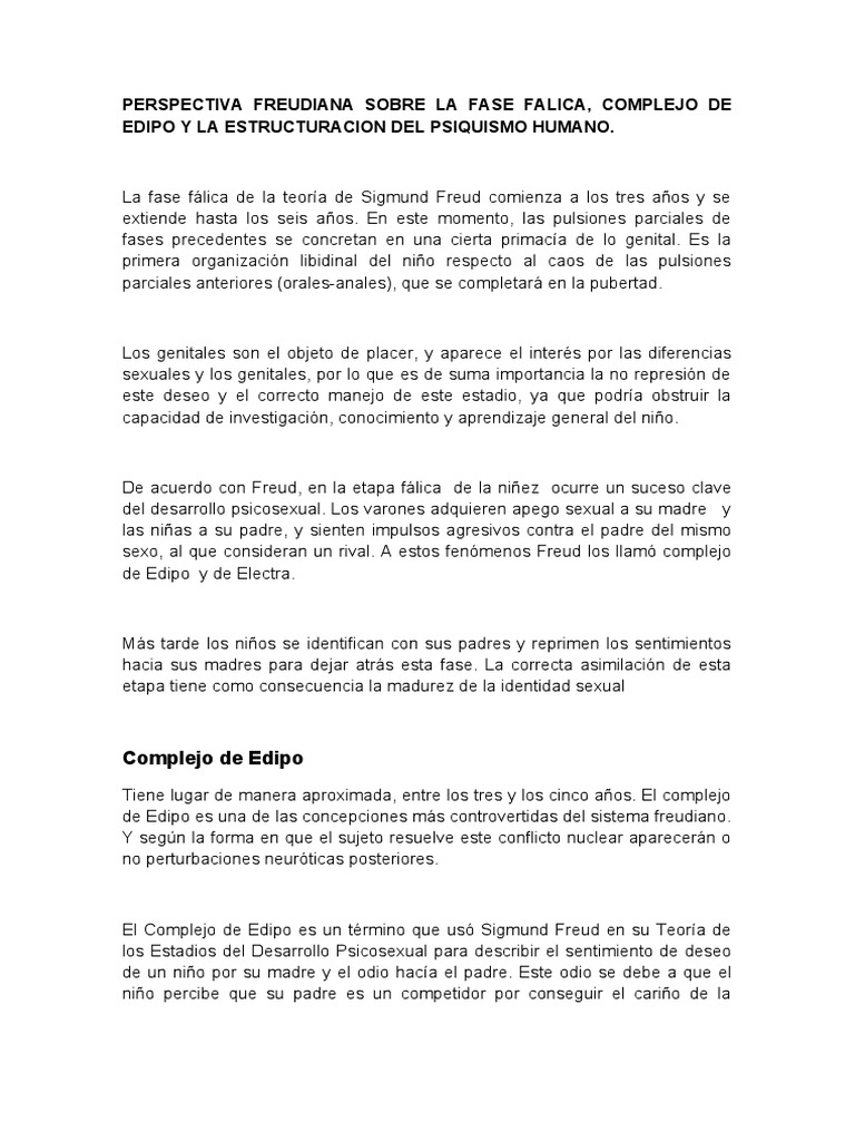 Perspectiva Freudiana Sobre La Fase Falica | PDF | Complejo de Edipo ...