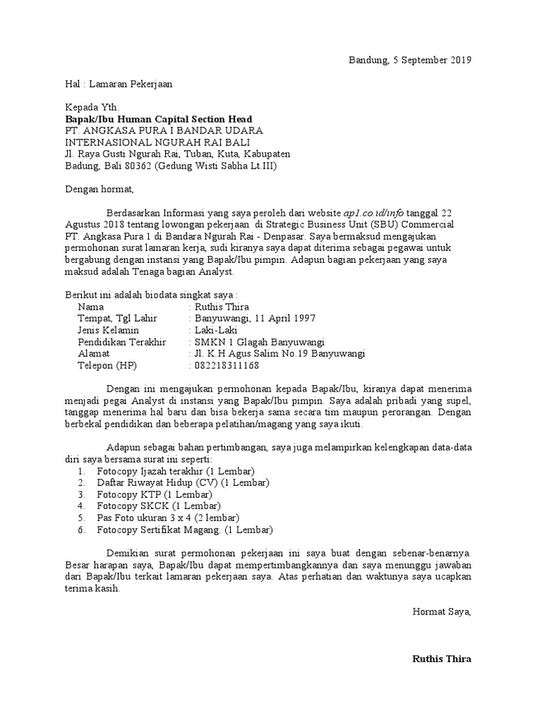 Download 89+ Contoh Surat Surat Lamaran Kerja Pdf Terbaru Gratis