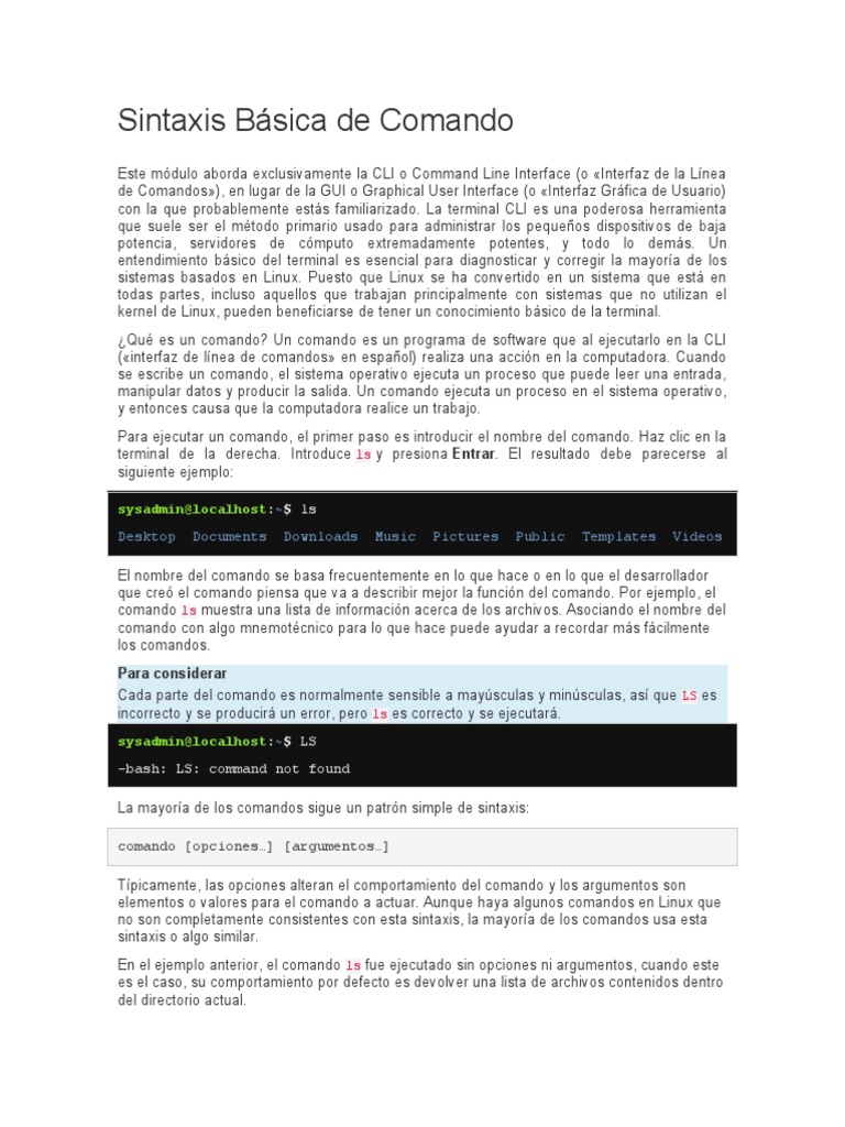 Sintaxis Básica de Comando | PDF | Interfaz de línea de comando ...