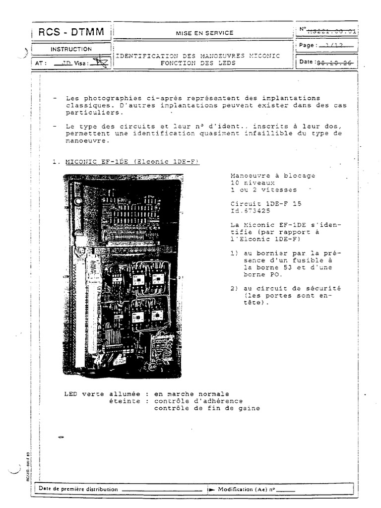 MS 221 00 01 - Identification Des Manoeuvres Miconic Fonction Des LEDs ...