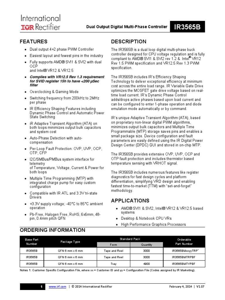 Dual Output Digital MultiPhase Controller DESCRIPTION APPLICATIONS