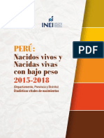 Perú Nacidos Vivos y Nacidas Vivas Con Bajo Peso 2015-2018
