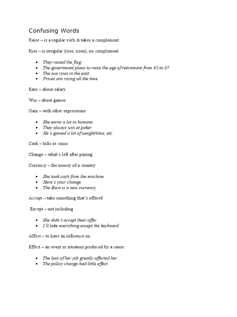 Commonly Confused English Words | PDF