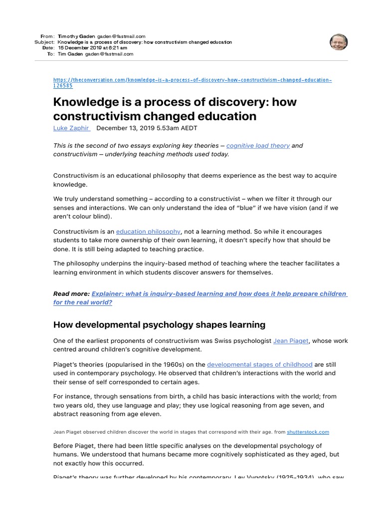 Knowledge Is A Process of Discovery How Constructivism Changed ...
