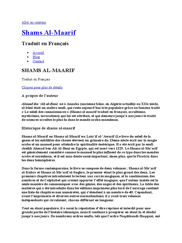 Shams Al Maarif En Francais Pdf Gratuit SHAMS AL-MAARIF FR | PDF | Ange | Soufisme