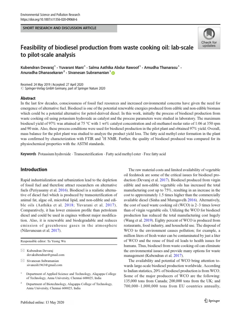 Biodiesel Production from Waste Cooking Oil | PDF | Biodiesel | Biofuel