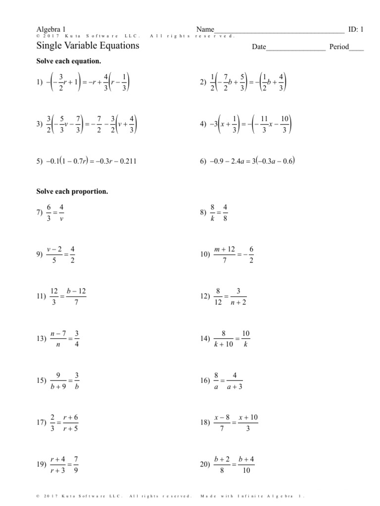 Single Variable Equations: R + 1 R+ R-B+ B+ | PDF | Equations | Algebra