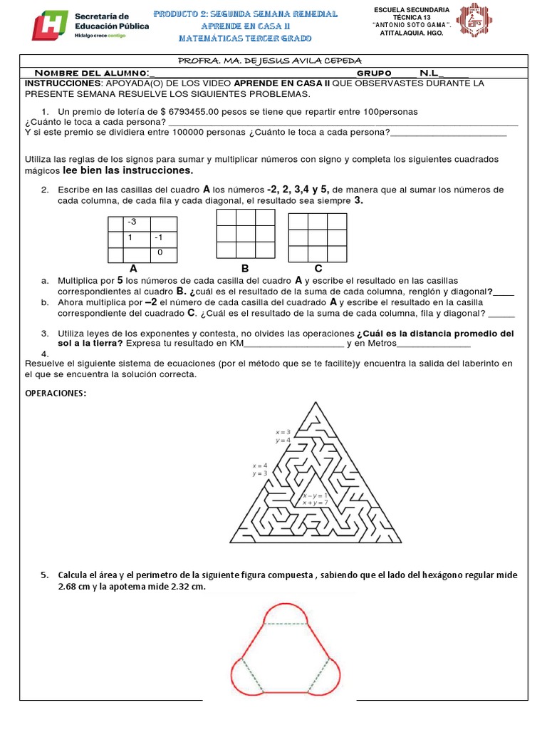 Matemáticas 3°: Problemas y Ejercicios | PDF | Objetos matemáticos ...