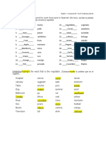 Food vocabulary homework