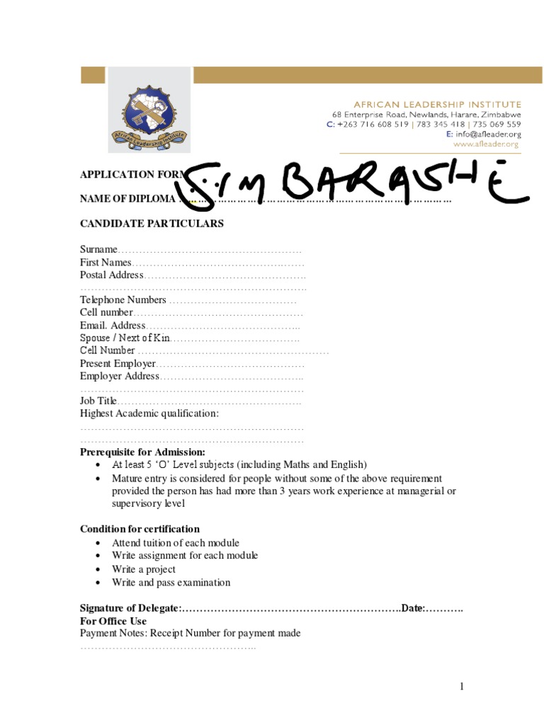 Application Form Diplomas PDF | PDF