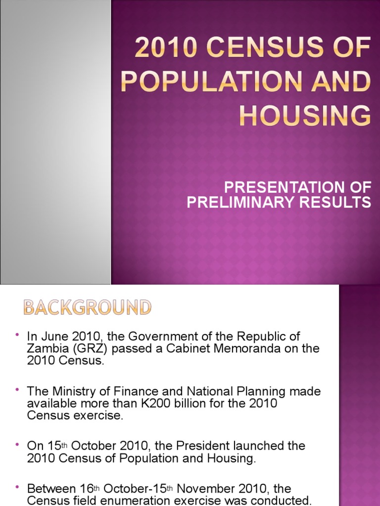 Zambia 2010 Census of Population and Housing