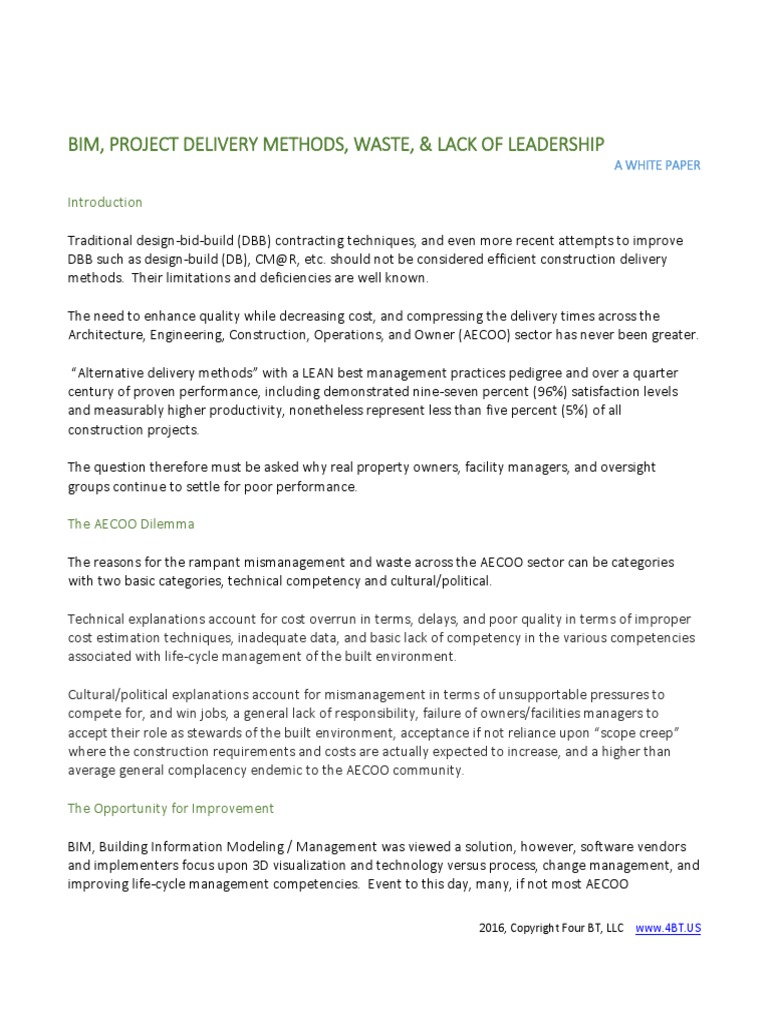 BIM Project Delivery Waste | PDF | Building Information Modeling ...
