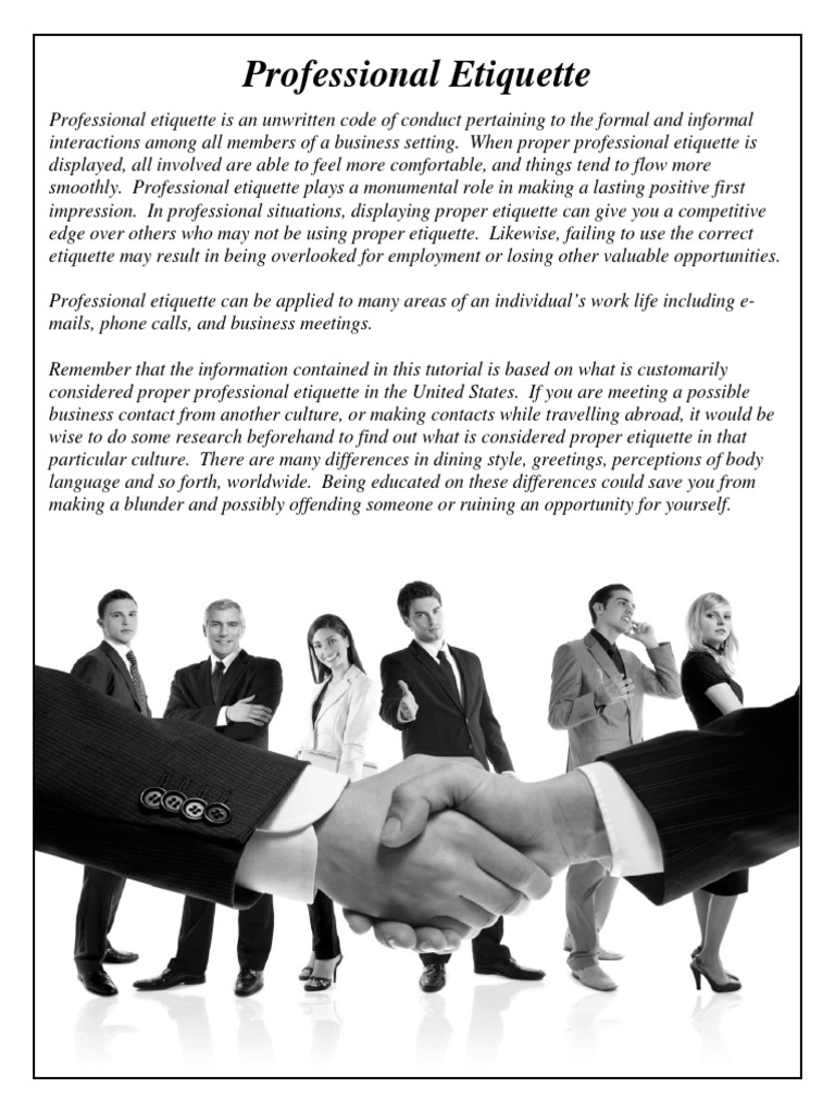 Professional Etiquette Tutorial PDF