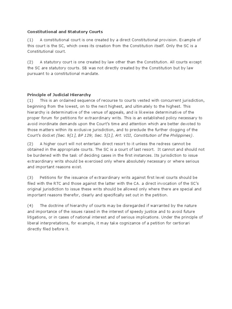 Principle of Hieracy Constitutional and Statutory Courts PDF