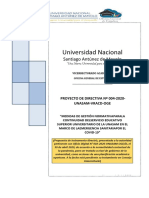 Proyecto de Normativa de Gestion en Tiempo de COVID-19 - Abril 2020 - No Se Tomo en Cuenta