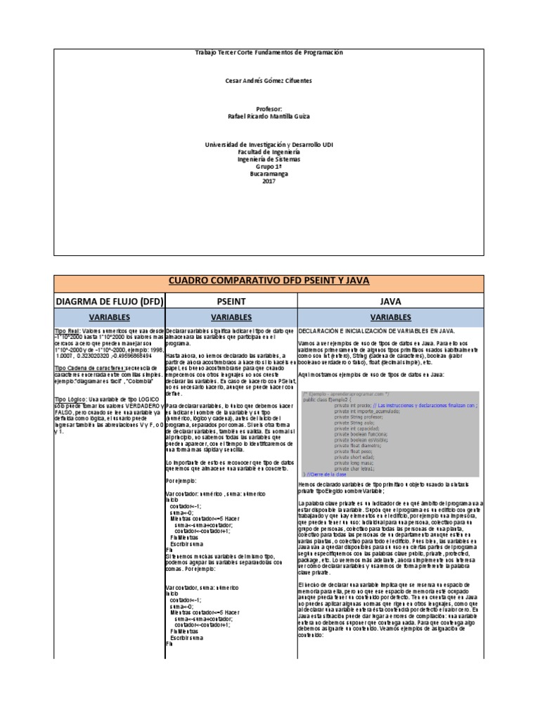 Declaración de Variables y Constantes en PSeInt | PDF | Java (lenguaje ...