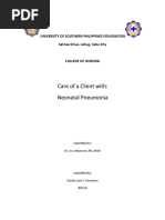 Care of A Client With: Neonatal Pneumonia: University of Southern Philippines Foundation Salinas Drive, Lahug, Cebu City