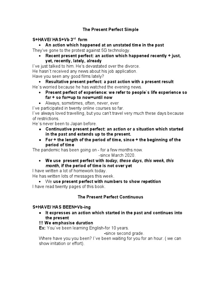 Exercises The - Present - Perfect - Simple | PDF | Language Arts ...