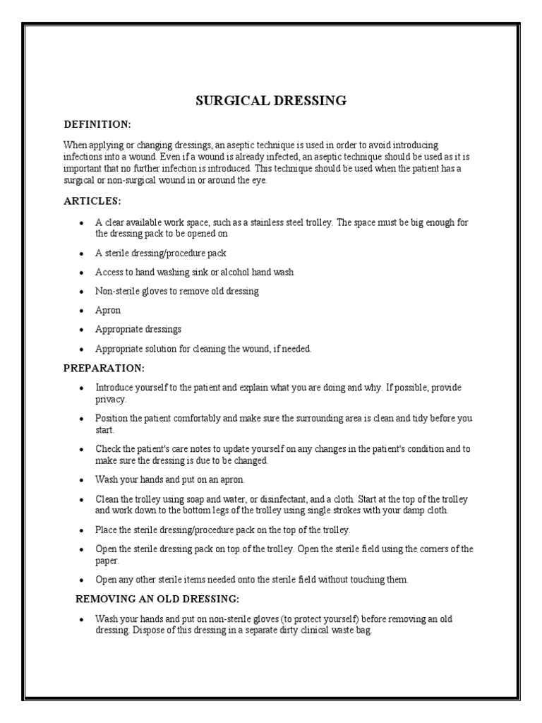 Surgical Dressing PDF Wound Surgery