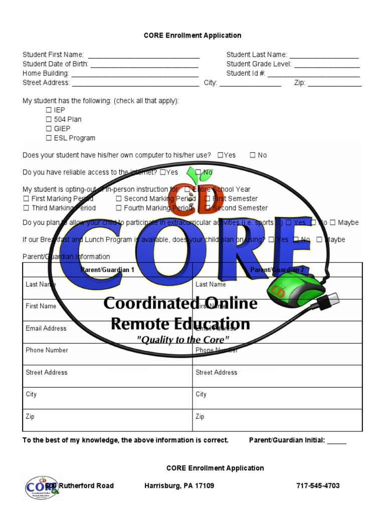 CORE Enrollment & Honesty Form | PDF | Academic Dishonesty | Teachers