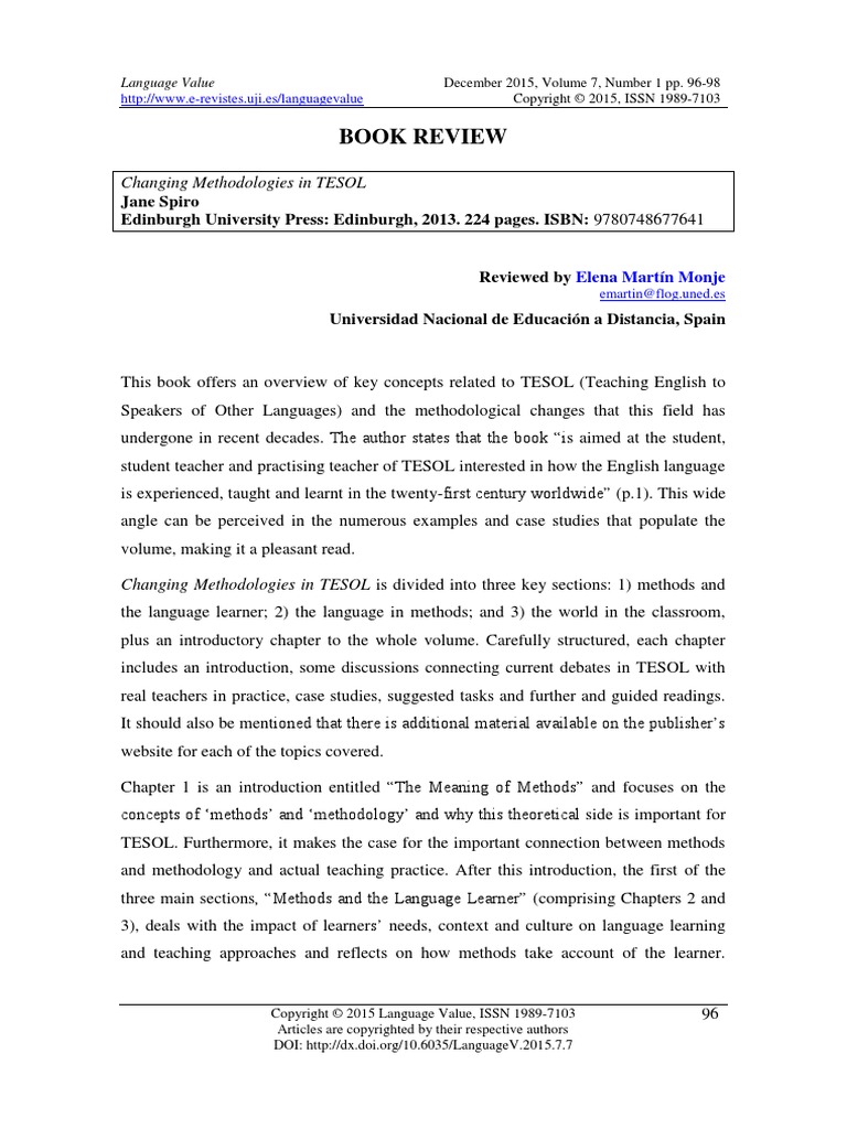 TESOL-Changing Methodologies PDF | PDF | English As A Second Or Foreign ...
