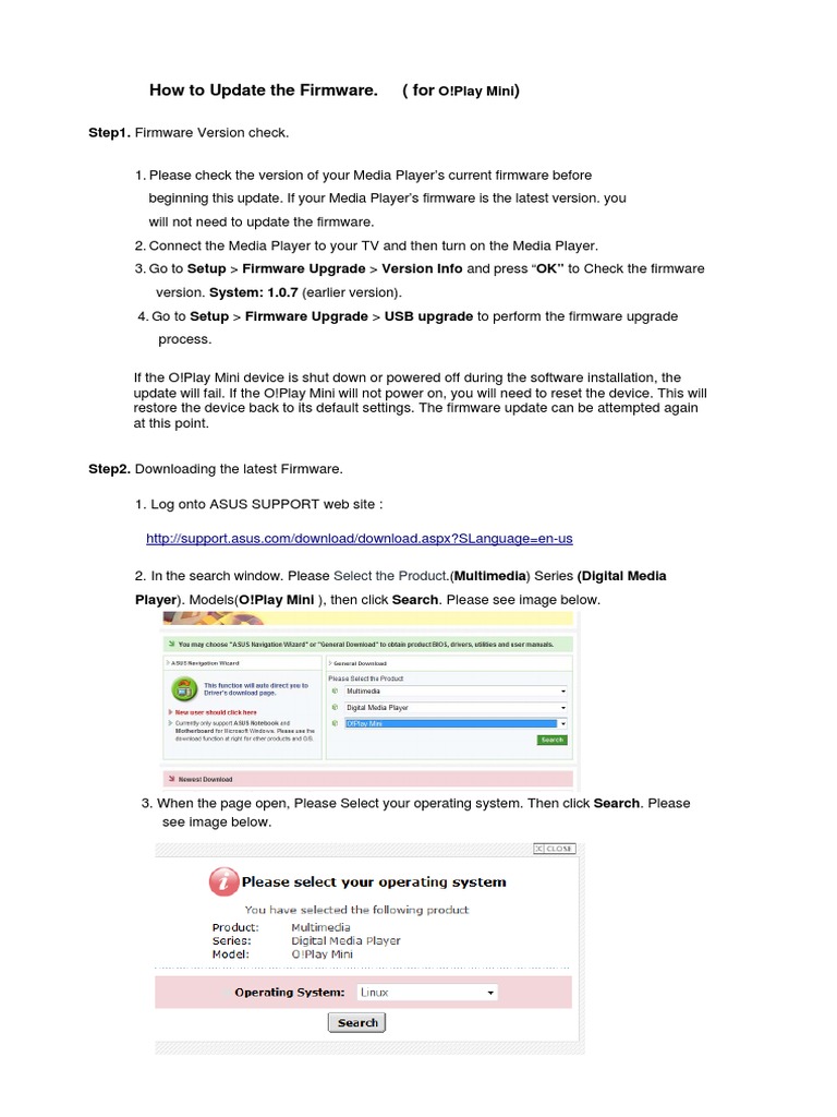 O!Play Mini Firmware Update Guide | PDF | Usb Flash Drive ...